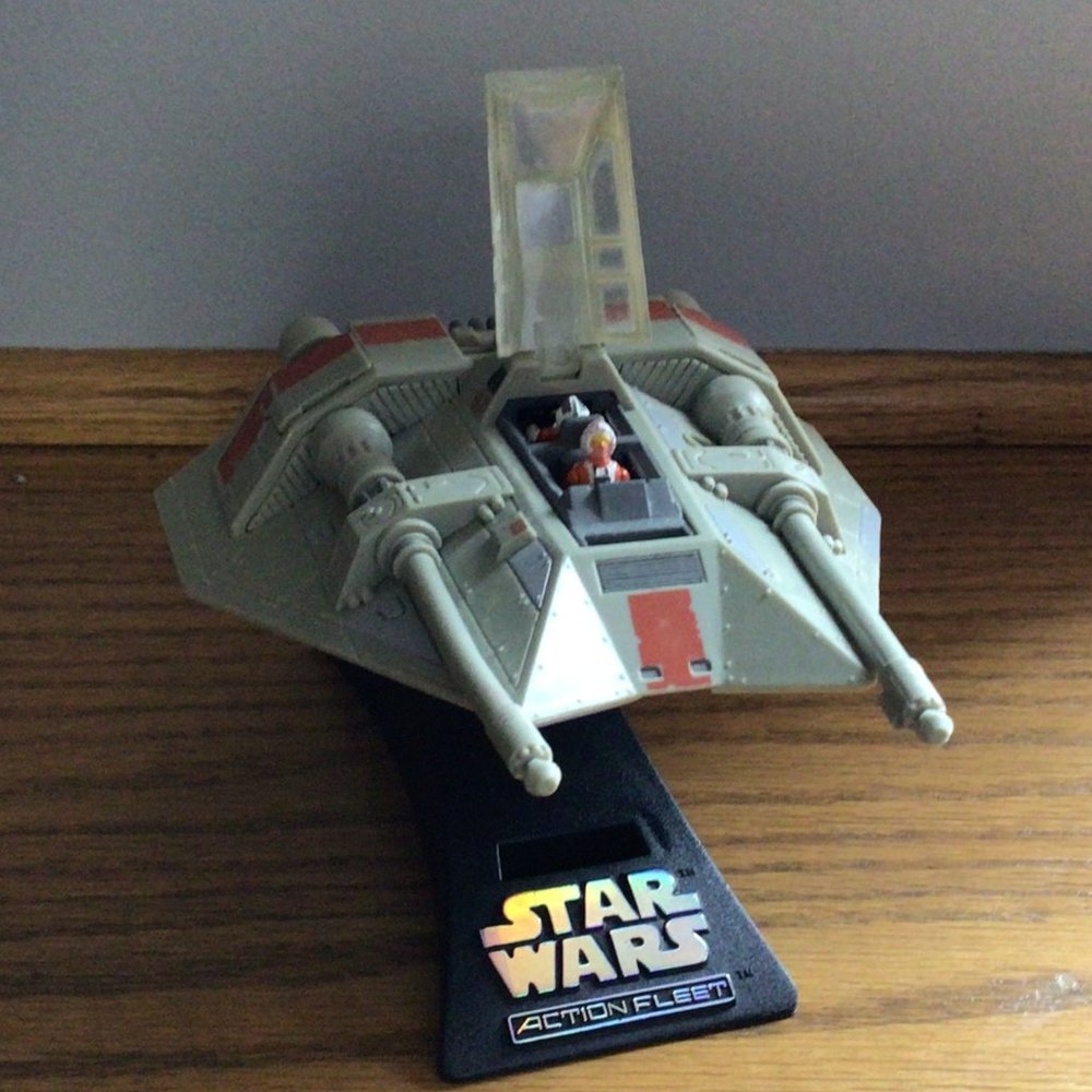 Vintage 1995 Star Wars Action Fleet Rebel Snowspeeder with Stand